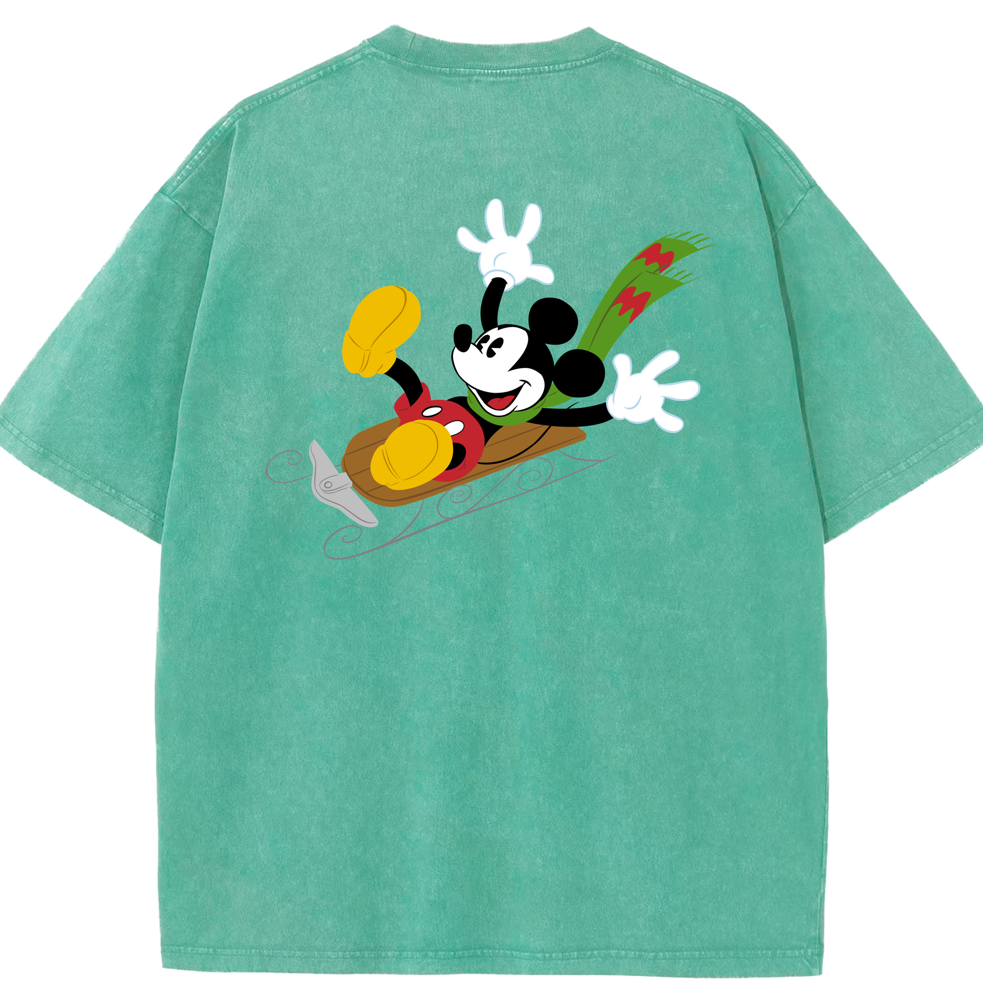 （画像用） ミッキーマウス Mickey Mouse 綿100% ヴィンテージ風 半袖Tシャツ（背面プリント）